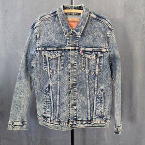 Levi's Denim Trucker Jacket Women's XL Light Wash Acid Wash Stonewash Y2K A6-4